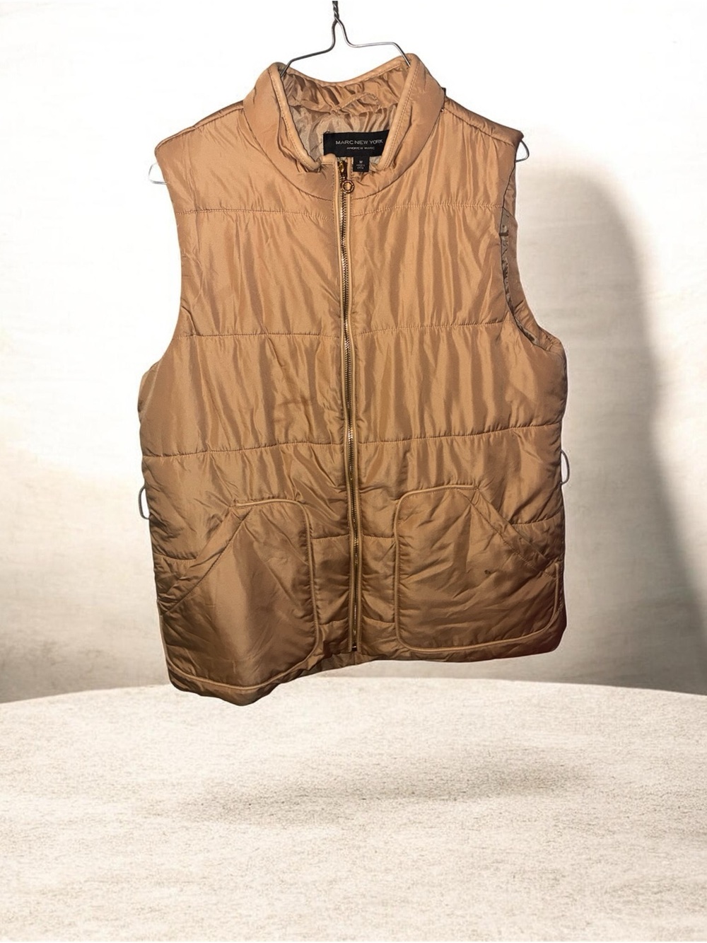 Marc New York Light Brown Quilted Puffer Vest - Men's Sleeveless Zip